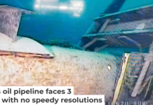 A section of Enbridge’s Line 5 runs along the bottom of the Straits of Mackinac in Michigan. Michigan Department of Environment, Great Lakes and Energy via AP